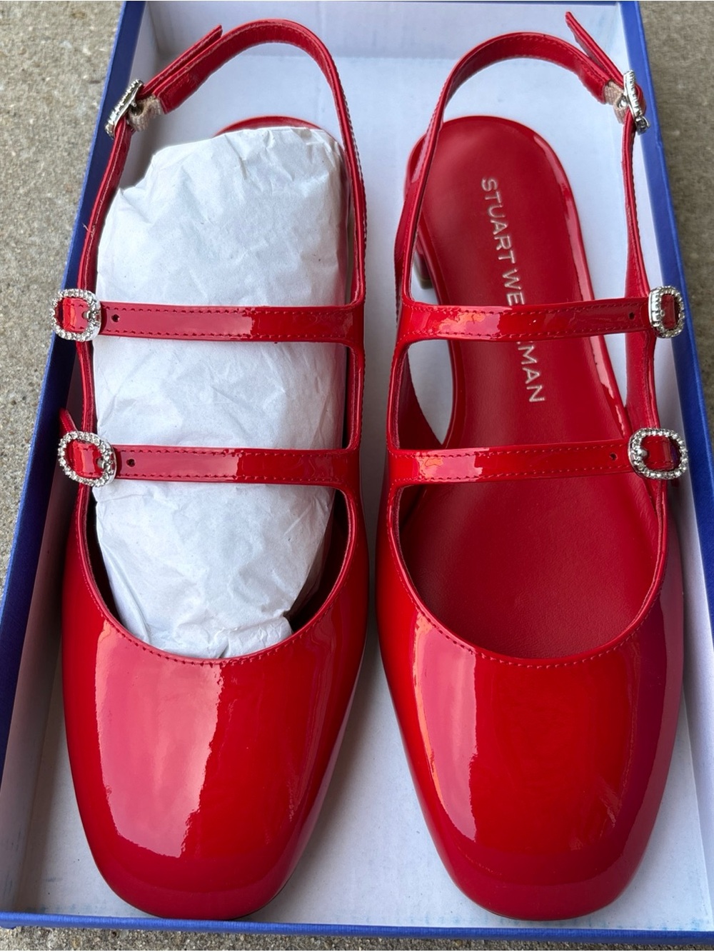 stuart weitzman sandals Claris Mj Slingback Cherry Patent Leather Red
